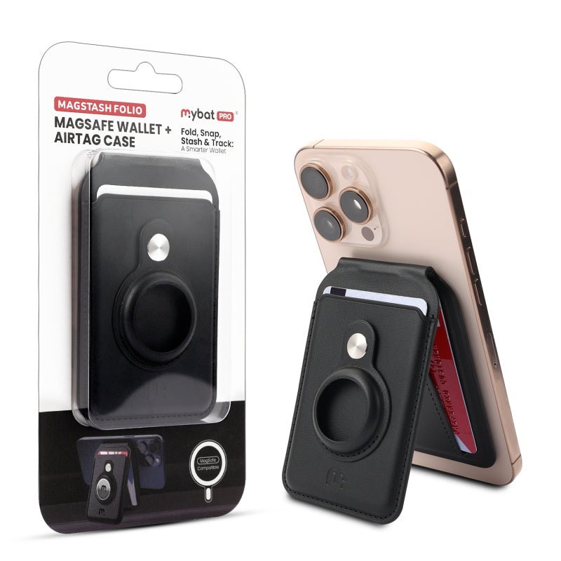 MyBat Pro MagStash Folio MagSafe Wallet + AirTag Case - BlackMyBat Pro