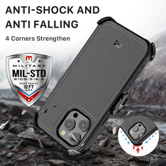 MyBat Pro Maverick Series Case w/ Holster and Tempered Glass for Apple iPhone 14 Pro (6.1)iPhone 14 Pro