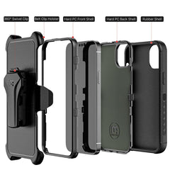 MyBat Pro Maverick Series Case w/ Holster and Tempered Glass for Apple iPhone 14 Pro (6.1)iPhone 14 Pro
