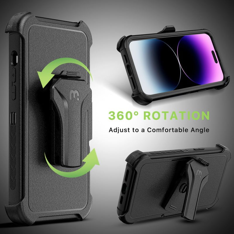 MyBat Pro Maverick Series Case w/ Holster and Tempered Glass for Apple iPhone 14 Pro (6.1)iPhone 14 Pro