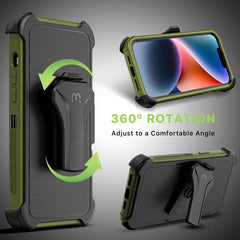 MyBat Pro Maverick Series Case w/ Holster and Tempered Glass for Apple iPhone 16e / 14 / 13 - Army GreenMyBat Pro