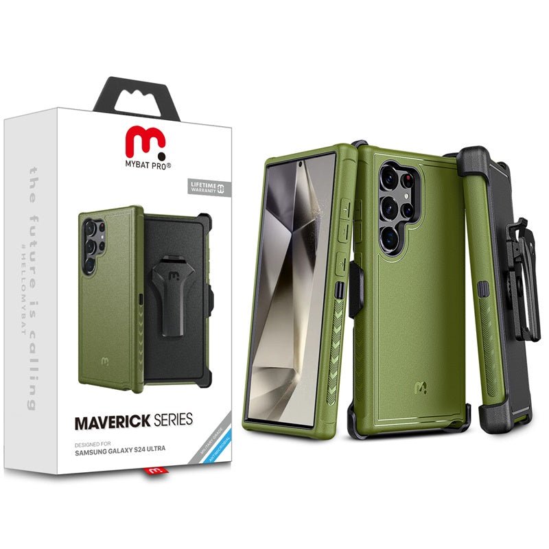 MyBat Pro Maverick Series Case w/ Holster for Samsung Galaxy S24 Ultra - Army Green