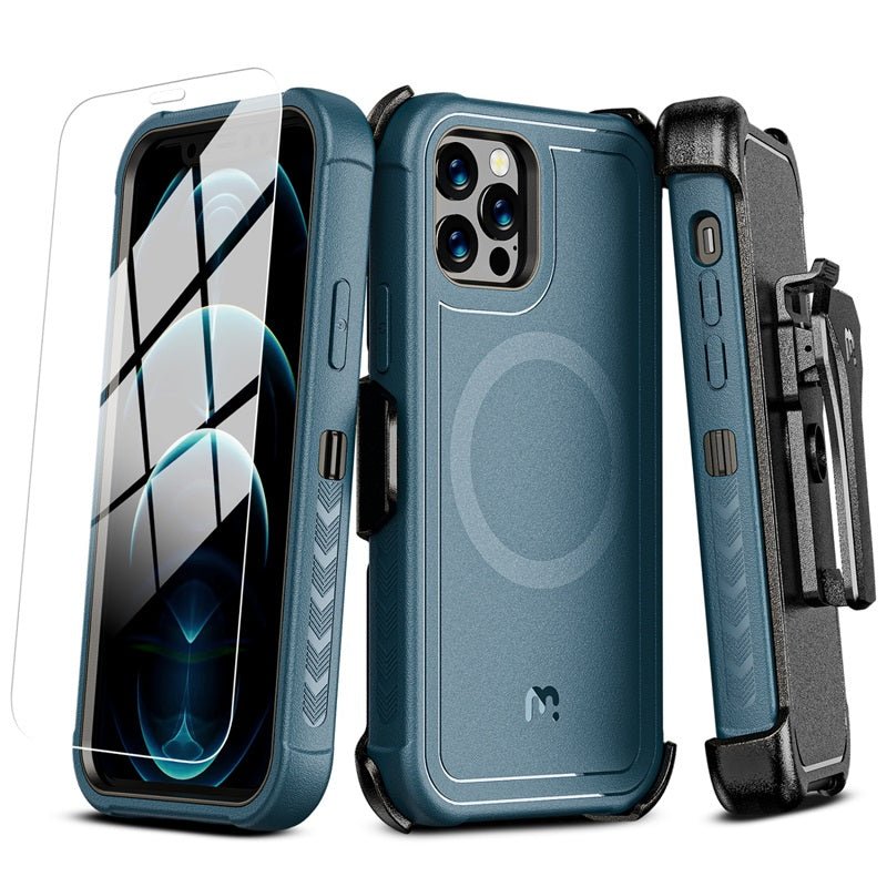 MyBat Pro Maverick Series MagSafe Case w/ Holster and Tempered Glass for Apple iPhone 12 / 12 Pro (6.1)iPhone 12 / 12 Pro