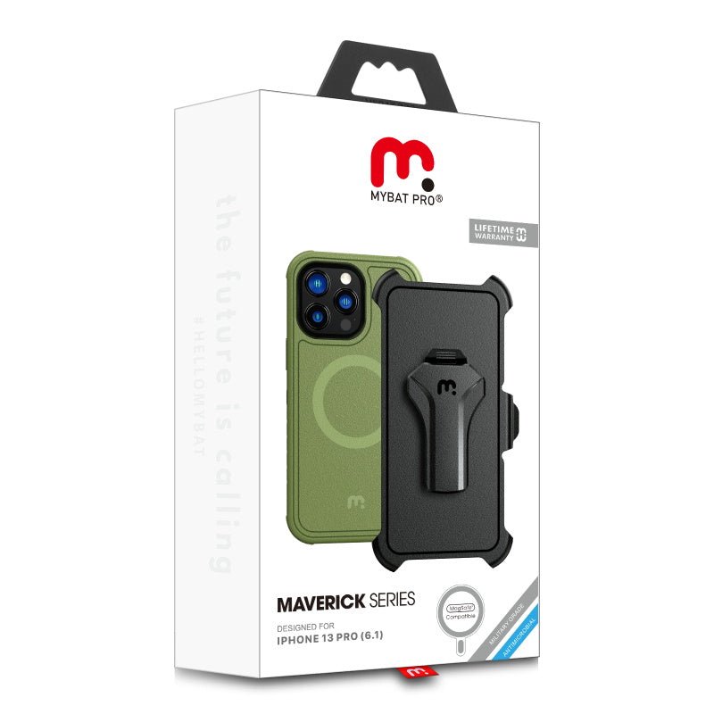 MyBat Pro Maverick Series MagSafe Case w/ Holster and Tempered Glass for Apple iPhone 13 Pro (6.1)iPhone 13 Pro