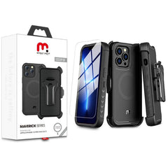 MyBat Pro Maverick Series MagSafe Case w/ Holster and Tempered Glass for Apple iPhone 13 Pro Max (6.7)iPhone 13 Pro Max