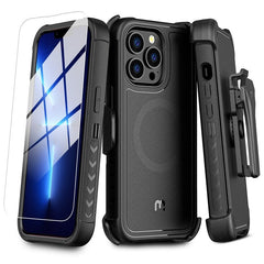 MyBat Pro Maverick Series MagSafe Case w/ Holster and Tempered Glass for Apple iPhone 13 Pro Max (6.7)iPhone 13 Pro Max