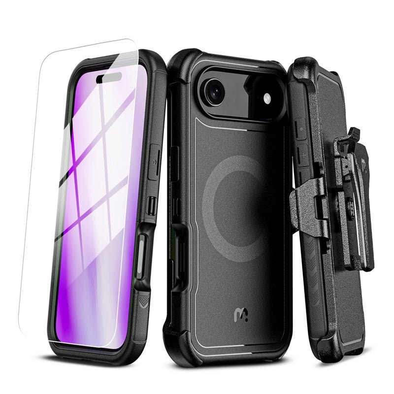 MyBat Pro Maverick Series MagSafe Case w/ Holster and Tempered Glass for Apple iPhone 17 Air - BlackMyBat Pro