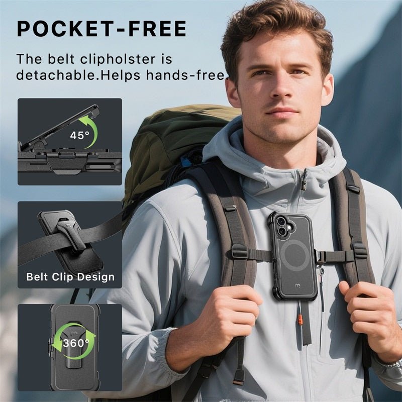 MyBat Pro Maverick Series MagSafe Case w/ Holster and Tempered Glass for Apple iPhone 17 - GreyMyBat Pro