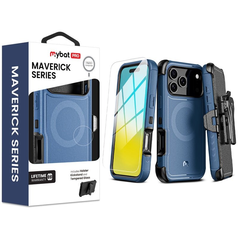 MyBat Pro Maverick Series MagSafe Case w/ Holster and Tempered Glass for Apple iPhone 17 Pro - PlumMyBat Pro