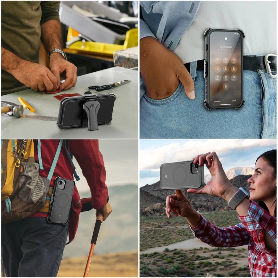 MyBat Pro Maverick Series MagSafe Case w/ Holster and Tempered Glass for Apple iPhone 17e / 16e / 14 / 13MyBat Pro