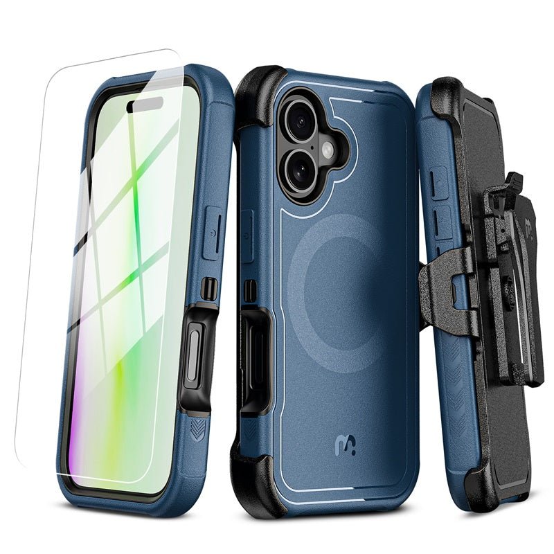 MyBat Pro Maverick Series MagSafe Case w/ Holster and Tempered Glass for Apple iPhone 17iPhone 17