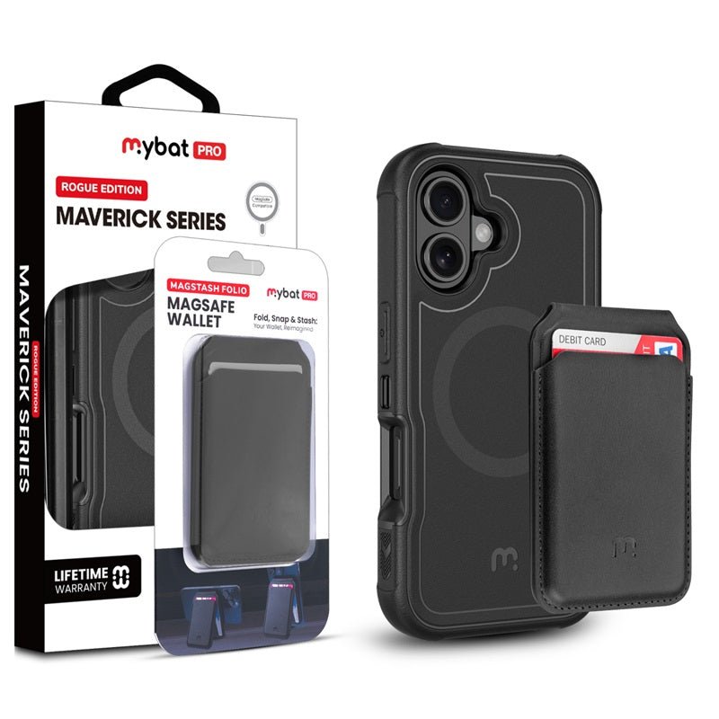 MyBat Pro Maverick Series Utility Edition MagSafe Case + MagStash MagSafe Wallet Folio for Apple iPhone 16iPhone 16