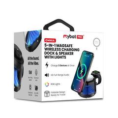 MyBat Pro Omnia 5 - in - 1 MagSafe Wireless Charging Dock and Speaker w/ Lights - BlackMyBat Pro
