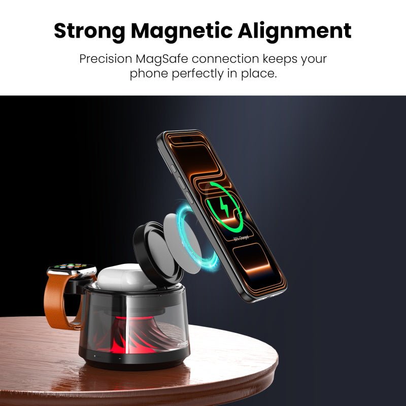 MyBat Pro Omnia 5 - in - 1 MagSafe Wireless Charging Dock and Speaker w/ Lights - BlackMyBat Pro