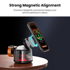 MyBat Pro Omnia 5 - in - 1 MagSafe Wireless Charging Dock and Speaker w/ Lights - BlackMyBat Pro