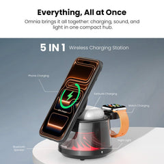 MyBat Pro Omnia 5 - in - 1 MagSafe Wireless Charging Dock and Speaker w/ Lights - BlackMyBat Pro