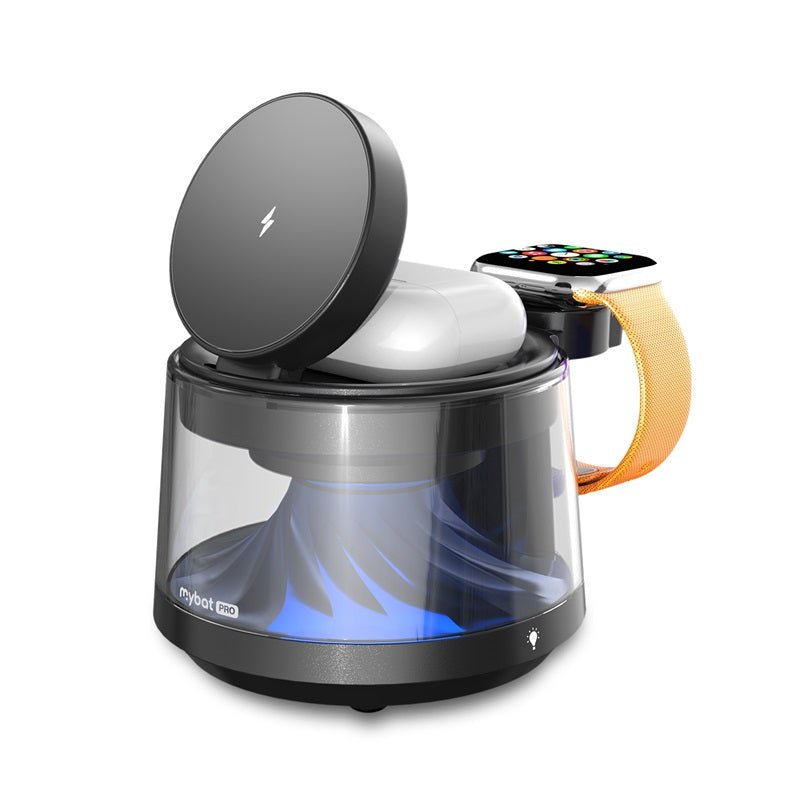 MyBat Pro Omnia 5 - in - 1 MagSafe Wireless Charging Dock and Speaker w/ Lights - BlackMyBat Pro