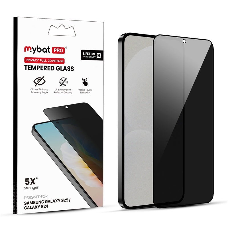 MyBat Pro Privacy Full Coverage Tempered Glass Screen Protector (Fingerprint Unlock) for Samsung Galaxy S25 / Galaxy S24MyBat Pro