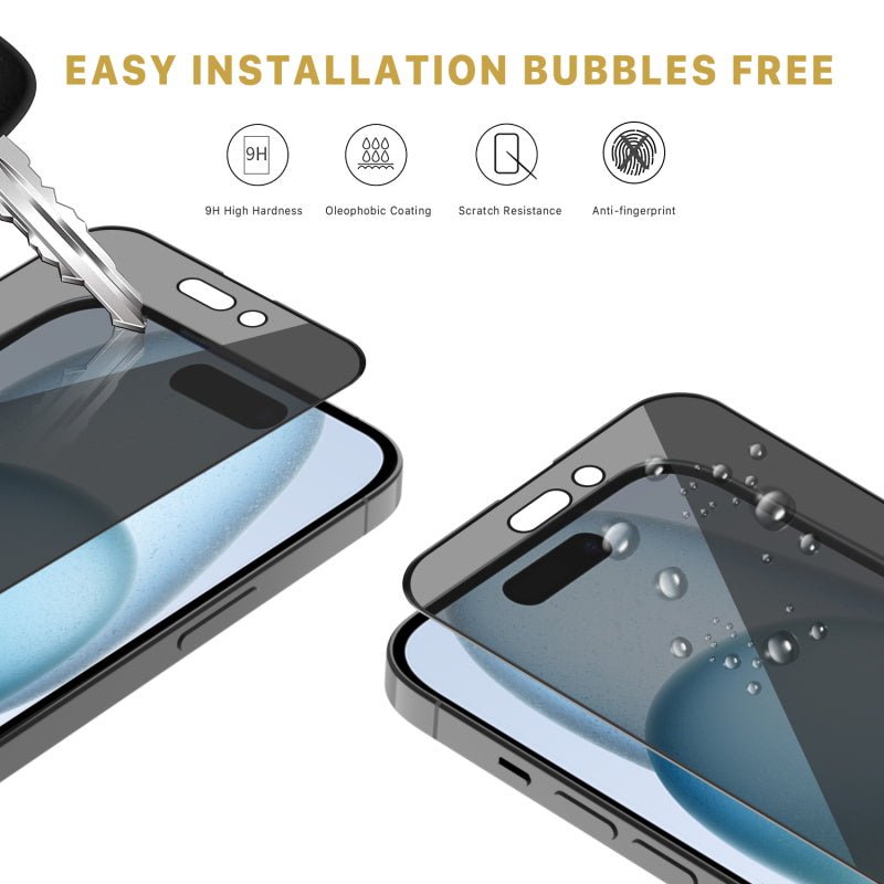 MyBat Pro Privacy Full Coverage Tempered Glass Screen Protector for Apple iPhone 15 (6.1) - BlackMyBat Pro