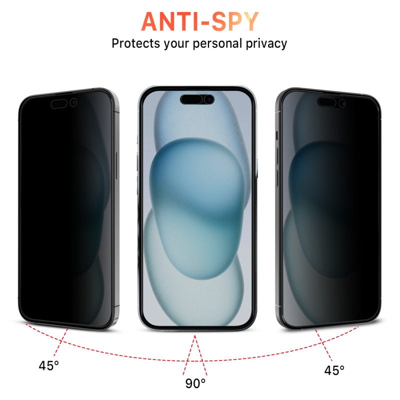 MyBat Pro Privacy Full Coverage Tempered Glass Screen Protector for Apple iPhone 15 (6.1) - BlackMyBat Pro