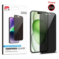 MyBat Pro Privacy Full Coverage Tempered Glass Screen Protector for Apple iPhone 15 Plus (6.7) - BlackMyBat Pro