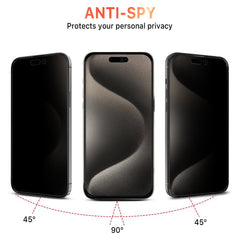 MyBat Pro Privacy Full Coverage Tempered Glass Screen Protector for Apple iPhone 15 Pro (6.1) - BlackMyBat Pro
