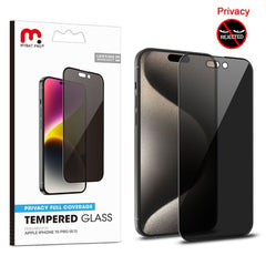 MyBat Pro Privacy Full Coverage Tempered Glass Screen Protector for Apple iPhone 15 Pro (6.1) - BlackMyBat Pro
