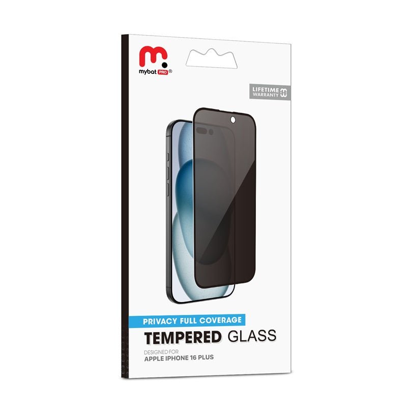 MyBat Pro Privacy Full Coverage Tempered Glass Screen Protector for Apple iPhone 16 PlusiPhone 16 Plus