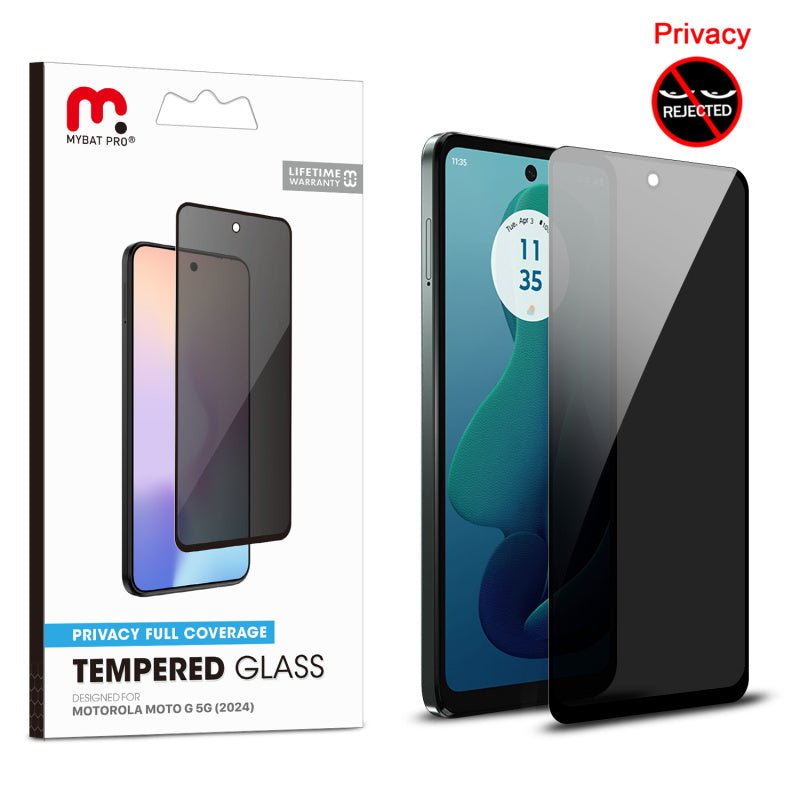 MyBat Pro Privacy Full Coverage Tempered Glass Screen Protector for Motorola Moto G 5G (2024)Moto G 5G 2024