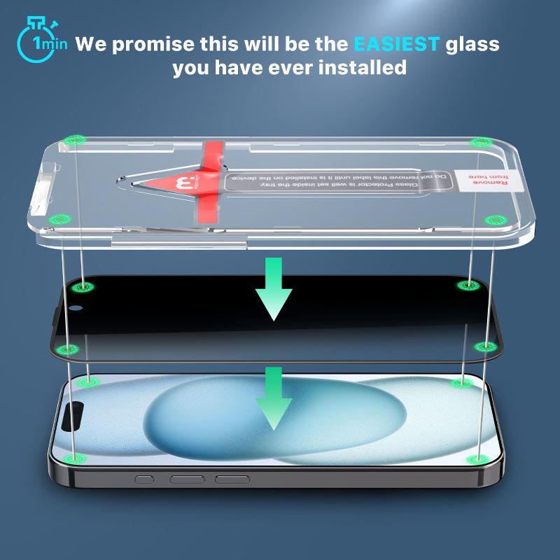 MyBat Pro Privacy Full Coverage Tempered Glass Screen Protector w/ Installation Tray for Apple iPhone 15 (6.1)iPhone 15