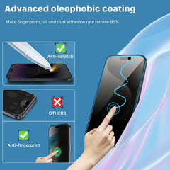 MyBat Pro Privacy Full Coverage Tempered Glass Screen Protector w/ Installation Tray for Apple iPhone 15 Pro (6.1)iPhone 15 Pro