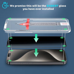 MyBat Pro Privacy Full Coverage Tempered Glass Screen Protector w/ Installation Tray for Apple iPhone 15 Pro (6.1)iPhone 15 Pro