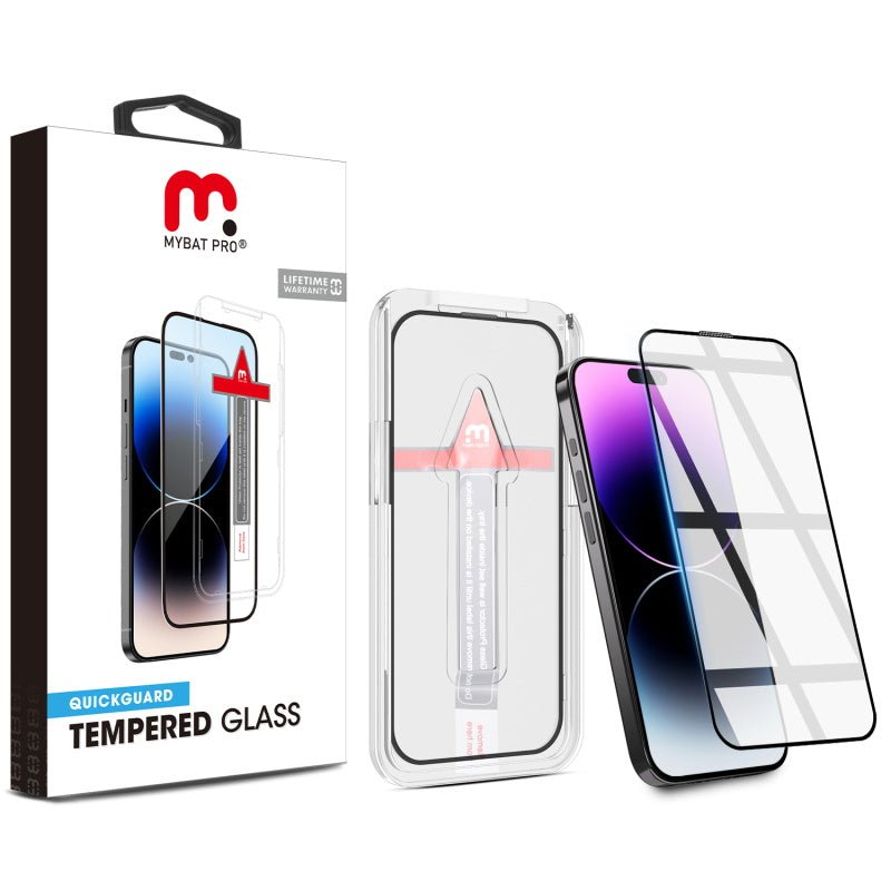 MyBat Pro QuickGuard Tempered Glass Screen Protector w/ Installation Tray for Apple iPhone 14 Pro Max (6.7) - BlackMyBat Pro