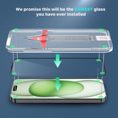 MyBat Pro QuickGuard Tempered Glass Screen Protector w/ Installation Tray for Apple iPhone 15 Plus (6.7) - BlackiPhone 15 Plus