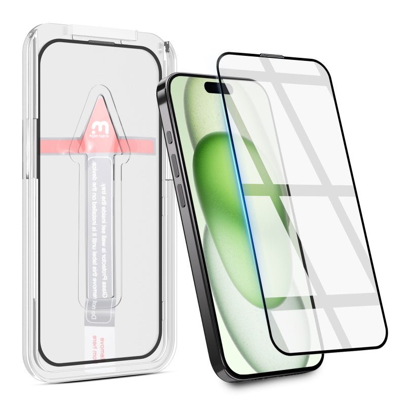 MyBat Pro QuickGuard Tempered Glass Screen Protector w/ Installation Tray for Apple iPhone 15 Plus (6.7) - BlackiPhone 15 Plus