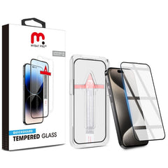 MyBat Pro QuickGuard Tempered Glass Screen Protector w/ Installation Tray for Apple iPhone 15 Pro Max (6.7) - BlackiPhone 15 Pro Max
