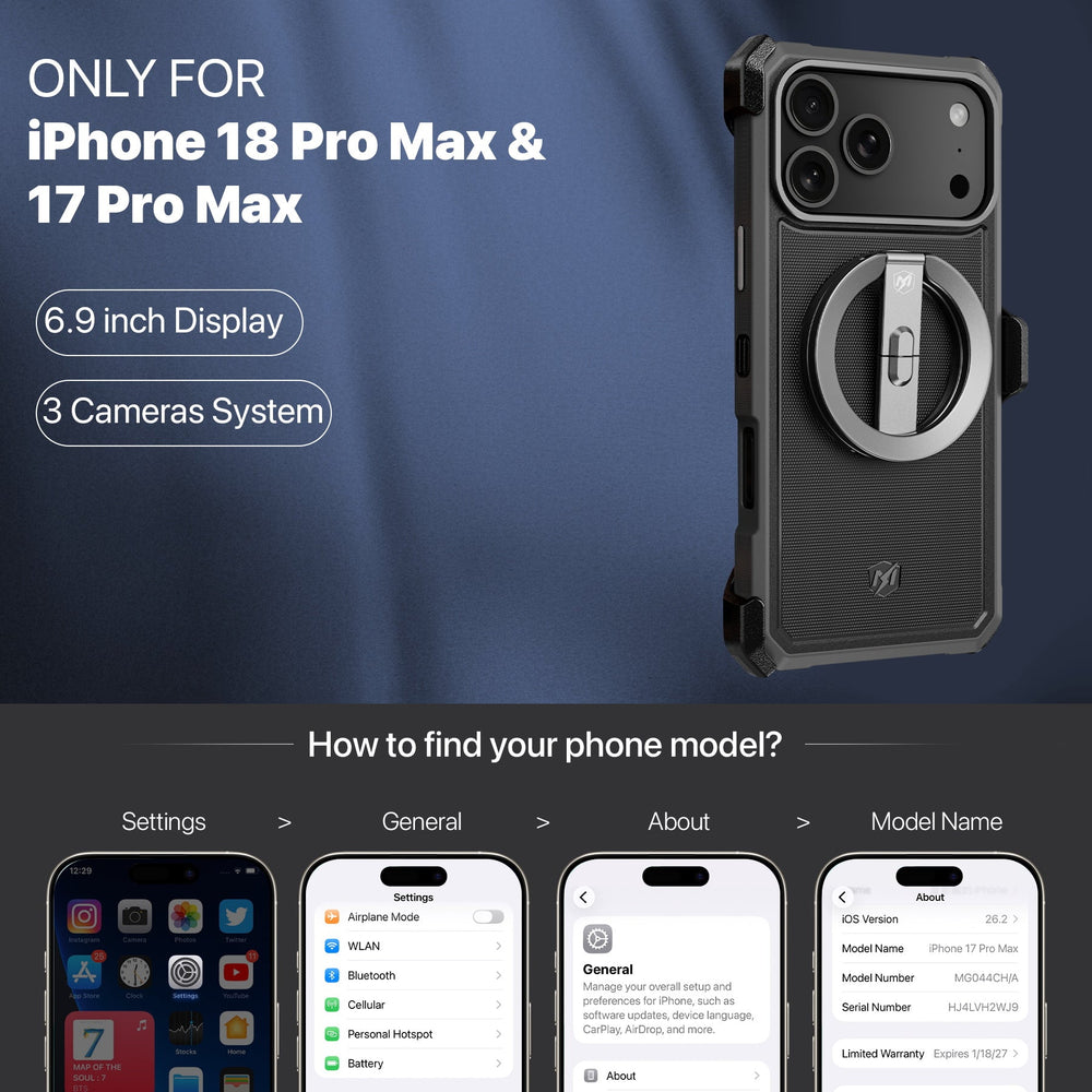 MyBat Pro Renegade Series Case with Detachable Double-Sided Magnetic Stand and Holster for Apple iPhone 18 Pro Max / 17 Pro MaxMyBat Pro