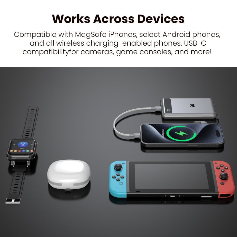 MyBat Pro SolidCore 5000mAh Slim Magnetic Wireless Charging Power Bank with Built - In USB - C Cable - GrayMybat Pro