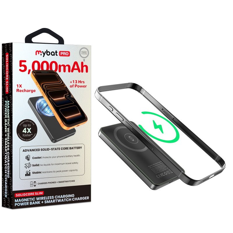 MyBat Pro SolidCore 5000mAh Slim Magnetic Wireless Charging Power Bank with Smartwatch ChargerMyBat Pro