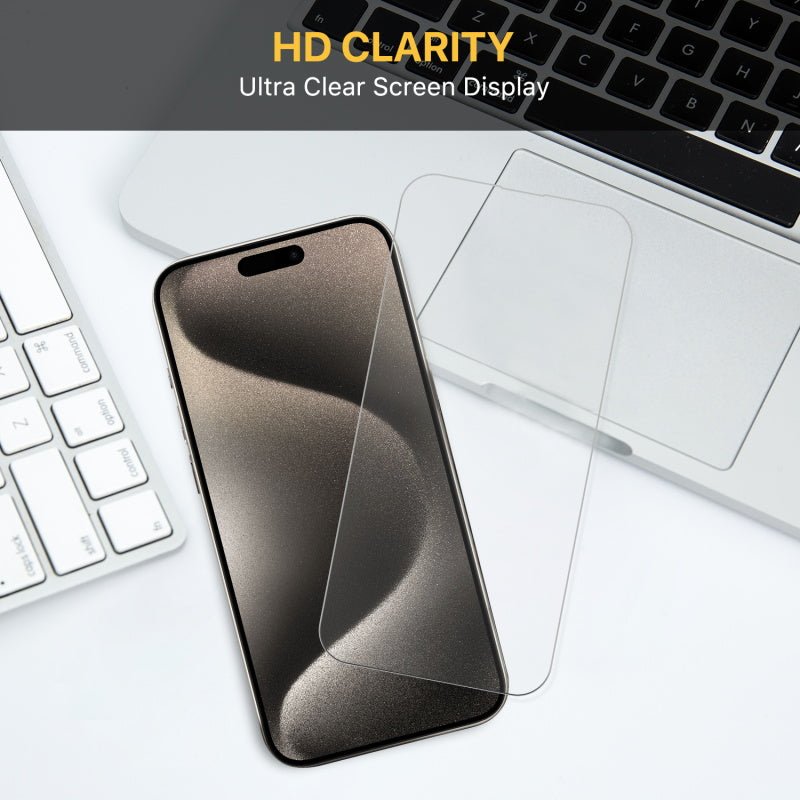 MyBat Pro Tempered Glass Screen Protector (2.5D) for Apple iPhone 15 Pro (6.1) - ClearMyBat Pro