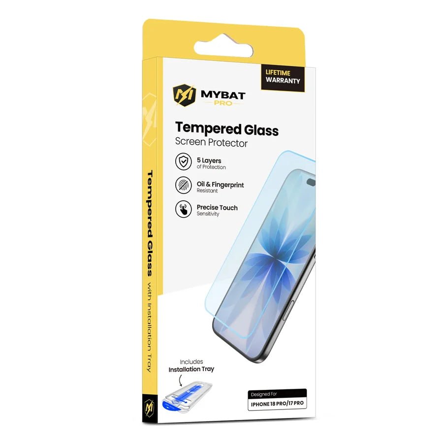 MyBat Pro Tempered Glass Screen Protector with Installation Tray for Apple iPhone 18 Pro / 17 ProMyBat Pro