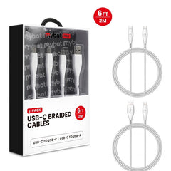 MyBat Pro USB - C Braided Charging Cable Bundle - 2 Pack - WhiteMyBat Pro