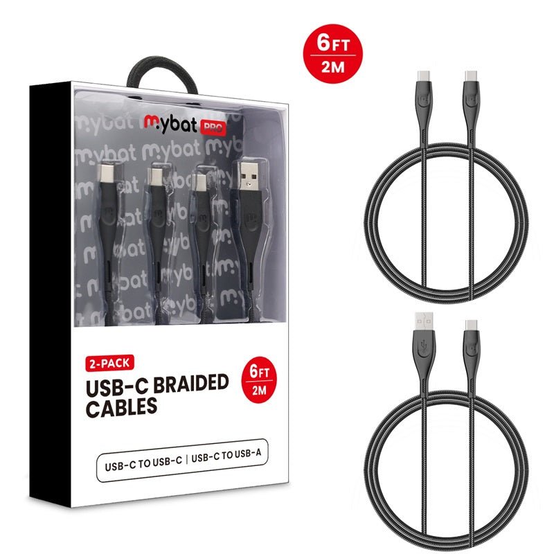 MyBat Pro USB - C Braided Charging Cable Bundle - 2 Pack - WhiteMyBat Pro