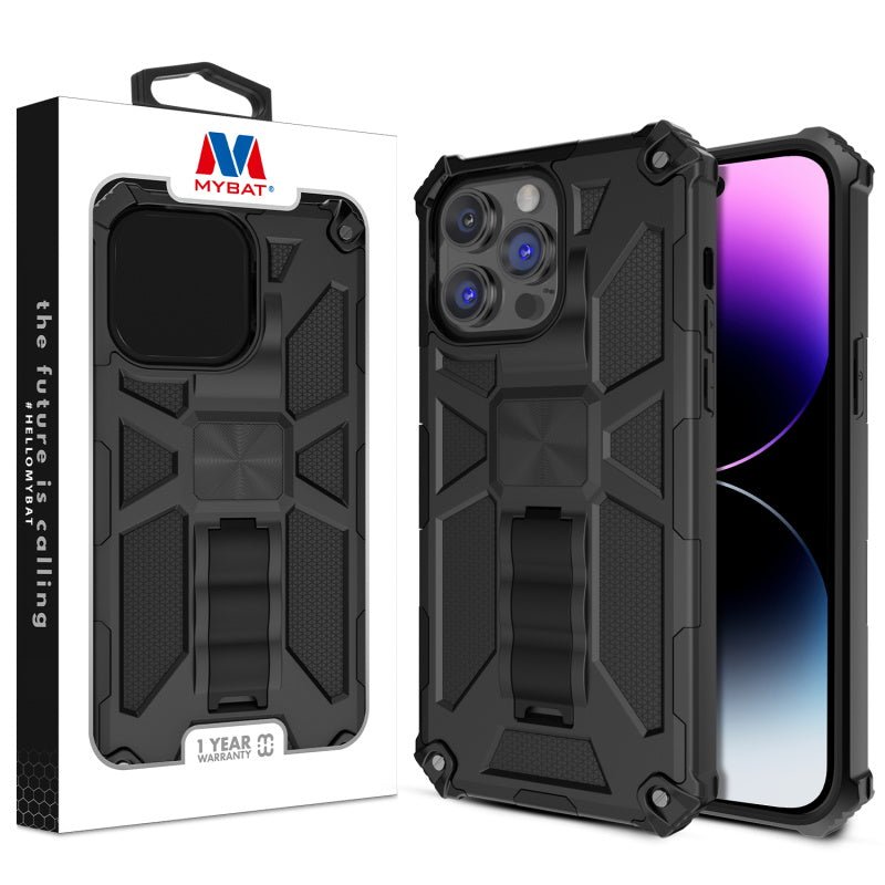 MyBat Pro Sturdy Hybrid Protector Cover (with Stand) for Apple iPhone 14 Pro (6.1) - Black / BlackiPhone 14 Pro