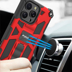 MyBat Sturdy Hybrid Protector Cover (with Stand) for Apple iPhone 16 Pro Max - Red / Black - MyBat Pro