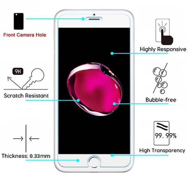 MyBat Tempered Glass Screen Protector (2.5D) for Apple iPhone 8 Plus/7 Plus / 6s Plus/6 Plus - ClearMyBat Pro