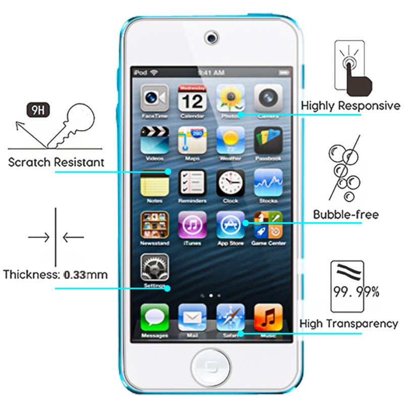 MyBat Tempered Glass Screen Protector (2.5D) for Apple The new iPod touch/iPod touch (6th generation) / iPod touch (5th generation) - ClearMyBat Pro