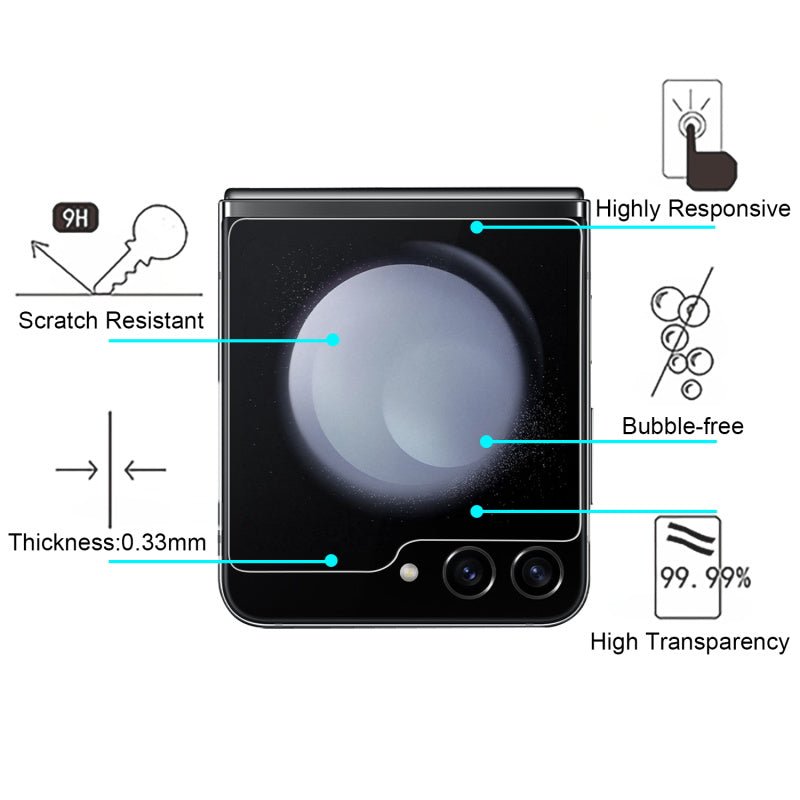 MyBat Tempered Glass Screen Protector (2.5D) for Samsung Galaxy Z Flip5 - ClearGalaxy Z Flip5