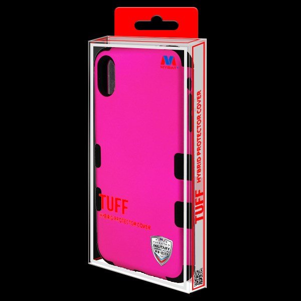 MyBat TUFF Series Case for Apple iPhone XS Max - Rubberized Teal Green / Electric Pink