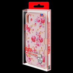 MyBat TUFF Series Case (with Magnetic Metal Stand) for Apple iPhone XS Max - Vintage Rose Bush Textured Rose Gold / Rose Gold